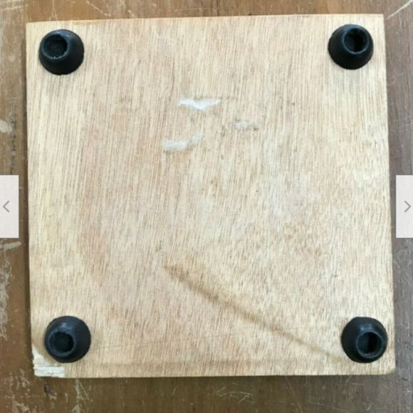 Rustic Apple Blossom Ceramic Tile Trivet Pot Holder with Wood Base - Picture 3 of 4